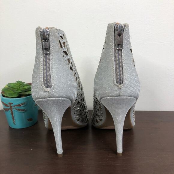 NEW Zigi Soho Drift Caged Peep Toe Ankle Bootie Rhinestone Glitter Heels Size 8 - Picture 5 of 11